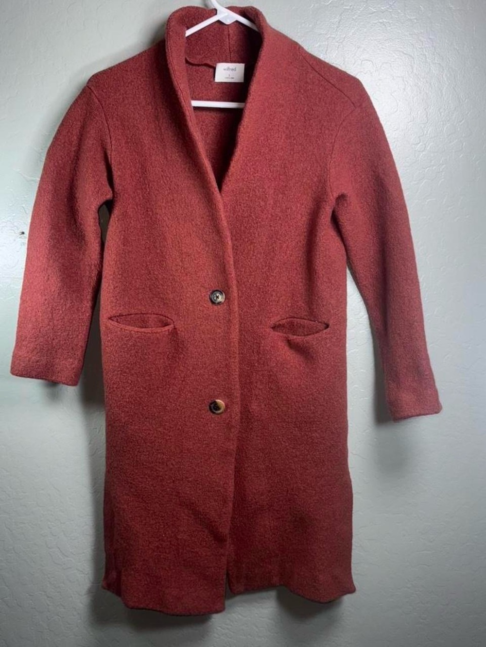 Wilfred Aritzia 100% Merino Wool Longline Sweater Coatigan Cardigan Small